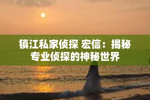 镇江私家侦探 宏信：揭秘专业侦探的神秘世界