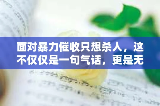 面对暴力催收只想杀人，这不仅仅是一句气话，更是无数借款人内心深处的恐惧。在这个看似光鲜亮丽的现代社会，暴力催收现象却如同毒瘤般蔓延，让人防不胜防。今天，我们就来聊聊这个沉重的话题，揭开暴力催收的冰山一角。