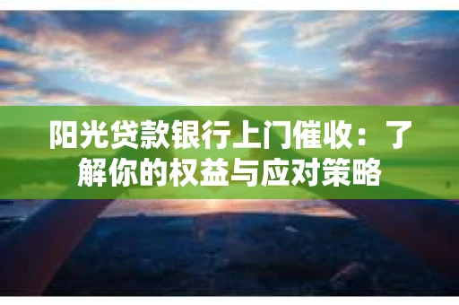 阳光贷款银行上门催收：了解你的权益与应对策略